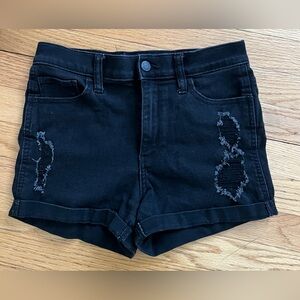 Hollister High Rise Black Denim Distressed Shorts Size: Waist 27/5